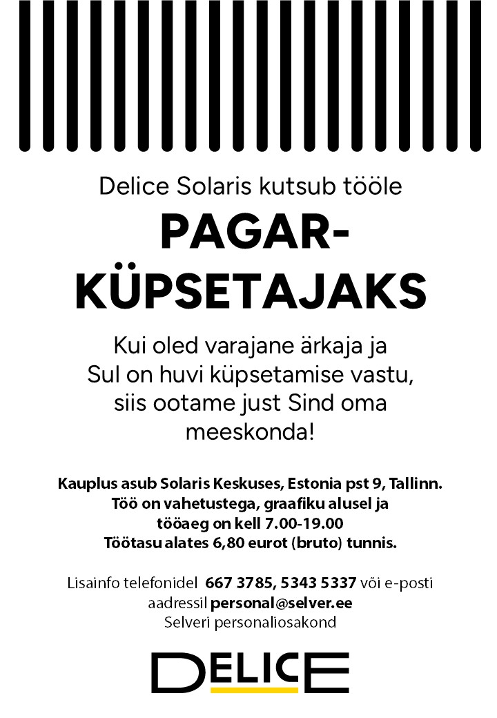 Selver Pagar-küpsetaja Delice Solaris kaupluses