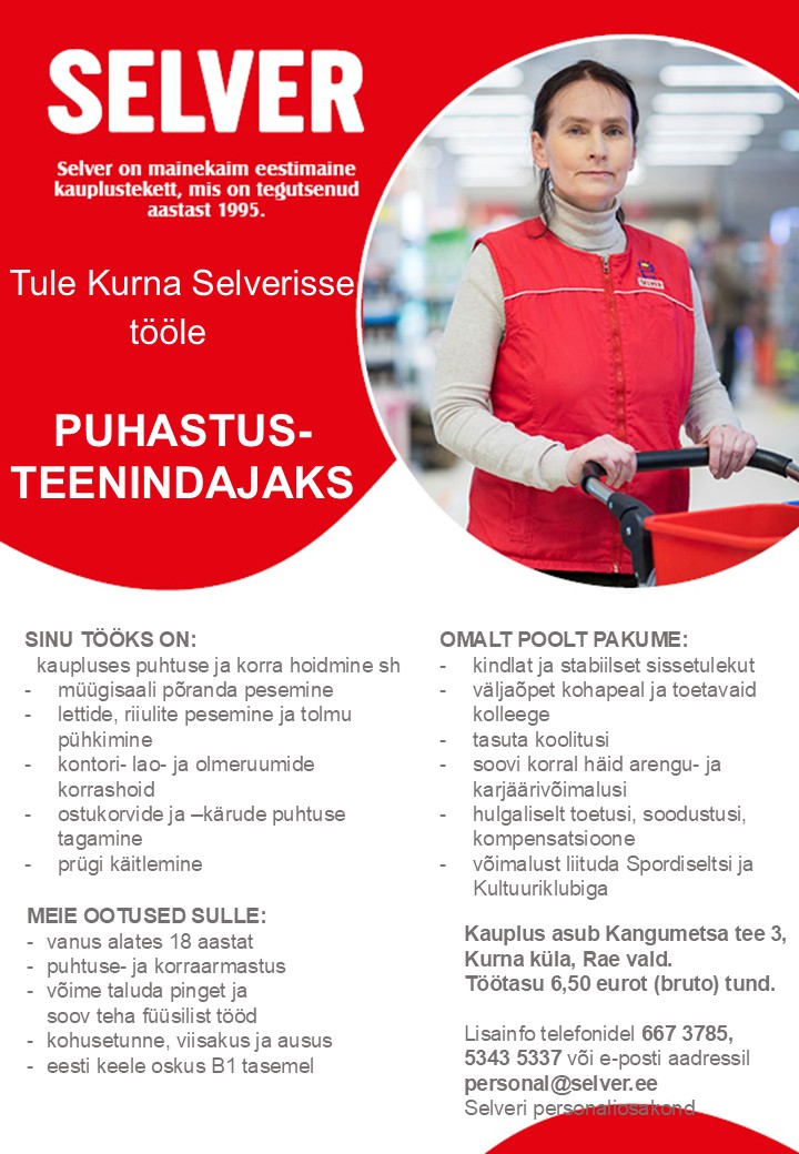 Selver Puhastusteenindaja Kurna Selveris