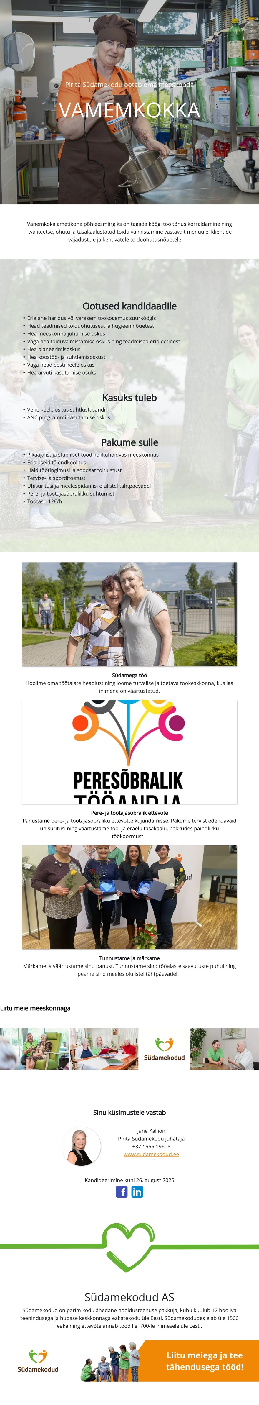 Pirita Südamekodu Vanemkokk Pirita Südamekodusse