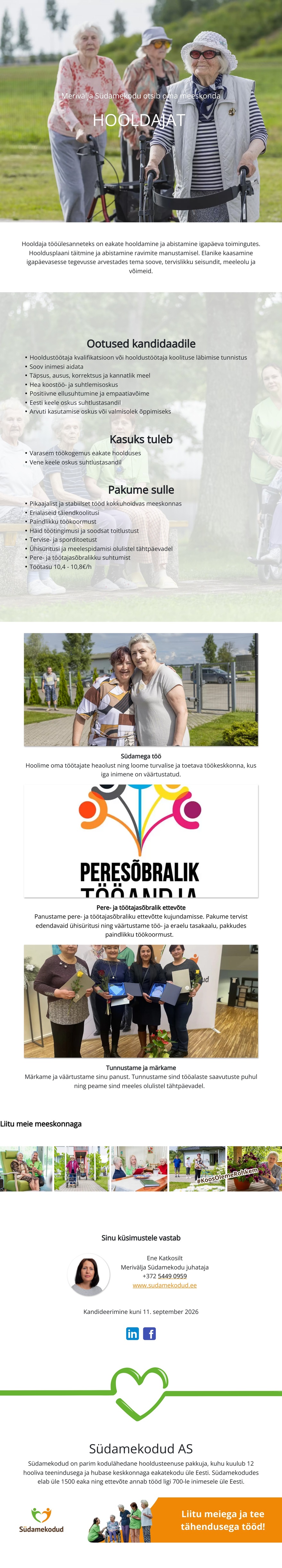 Merivälja Südamekodu Hooldaja Merivälja Südamekodusse