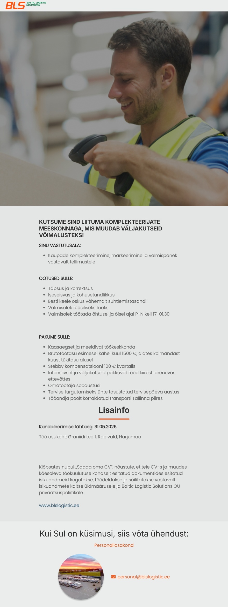 Baltic Logistic Solutions OÜ Komplekteerija