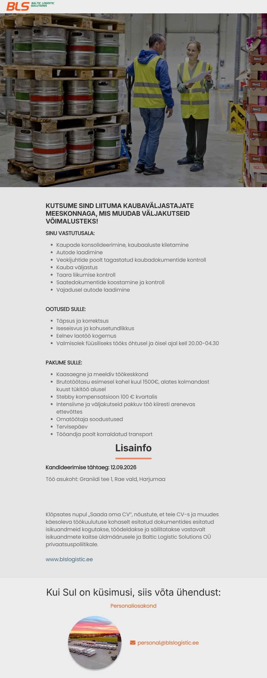 Baltic Logistic Solutions OÜ Kaubaväljastaja
