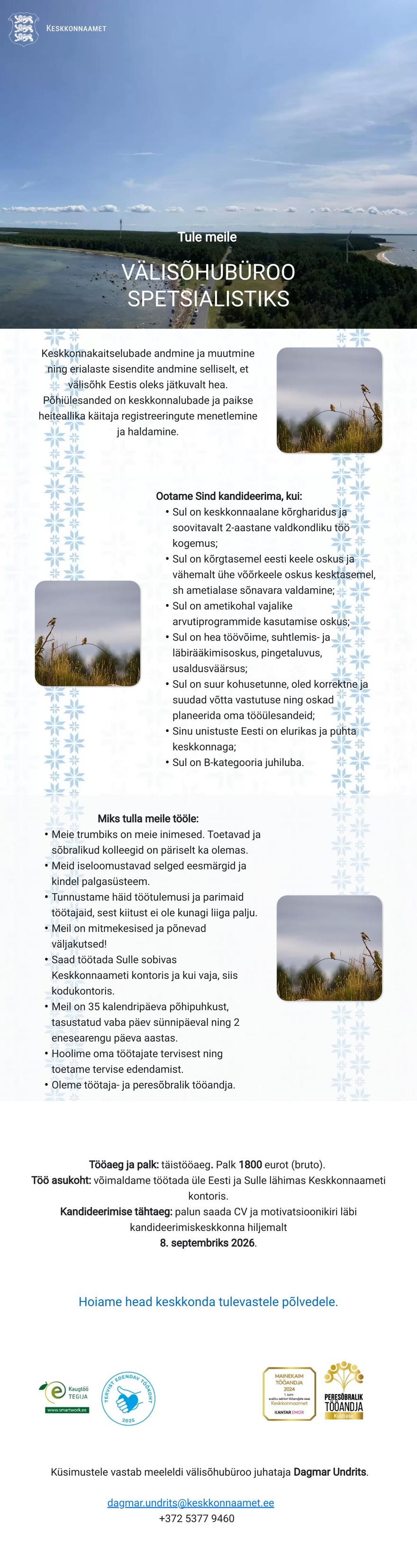 Keskkonnaamet Kliima-ja kiirgusosakond välisõhubüroo spetsialist