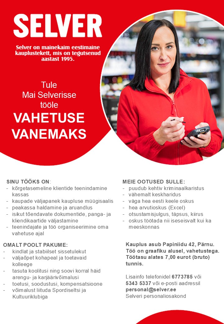 Selver Vahetuse vanem (teenindus) Mai Selveris