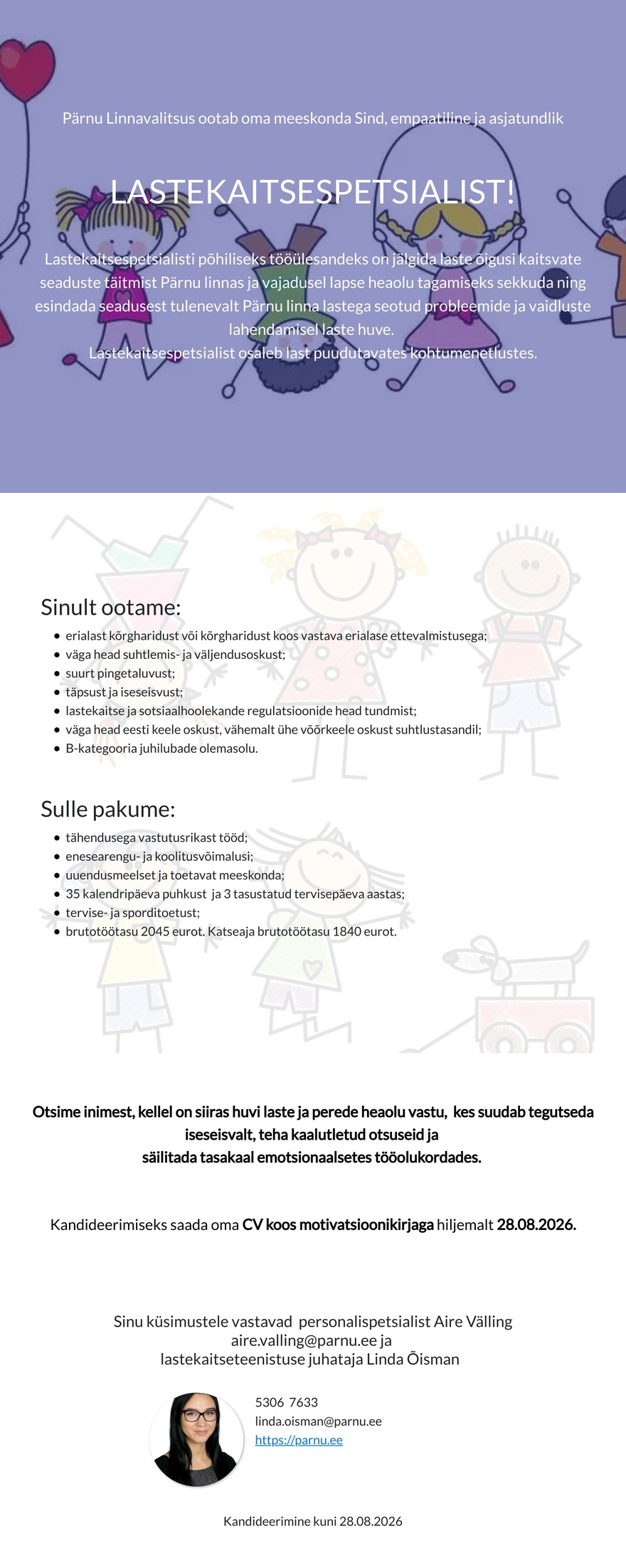 Pärnu Linnavalitsus Lastekaitsespetsialist