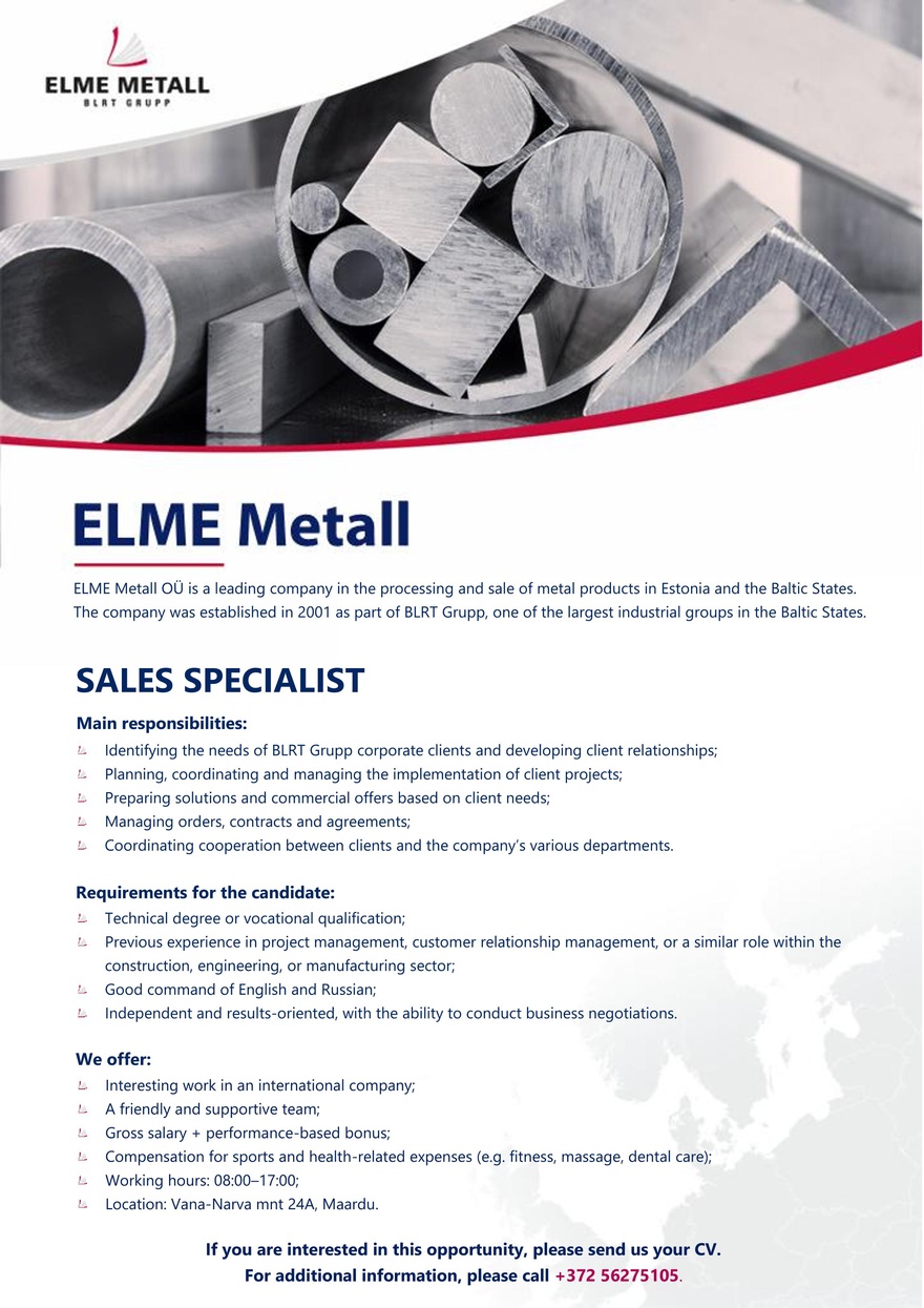 Elme Metall Sales specialist