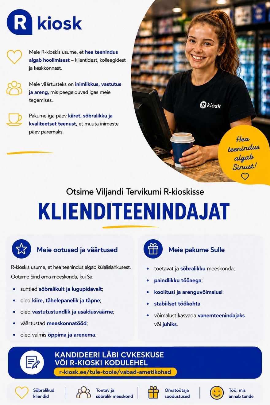 Reitan Convenience Estonia AS Viljandi Tervikumi R-kioski klienditeenindaja