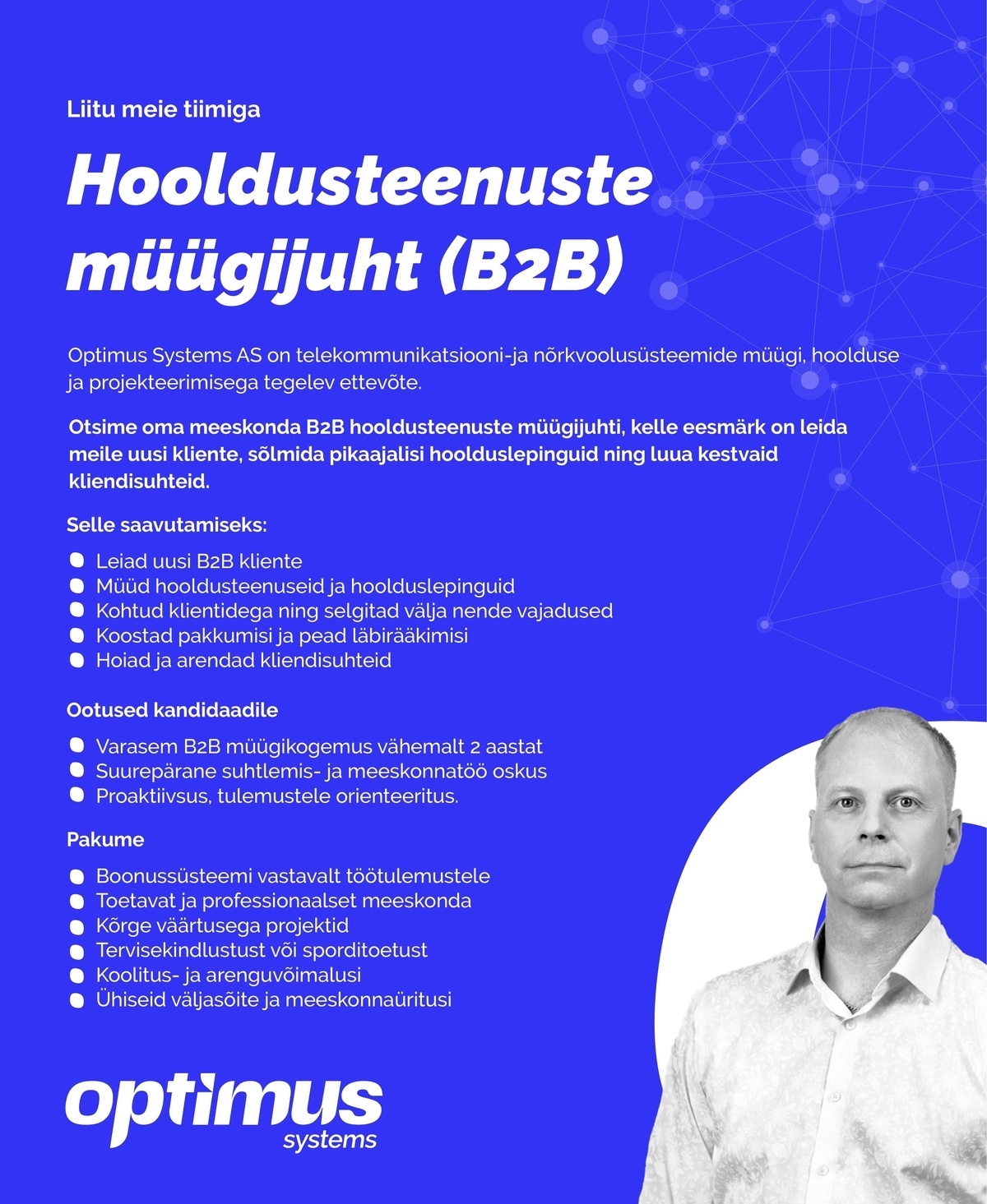 OPTIMUS SYSTEMS AS Hooldusteenuste müügijuht (B2B)