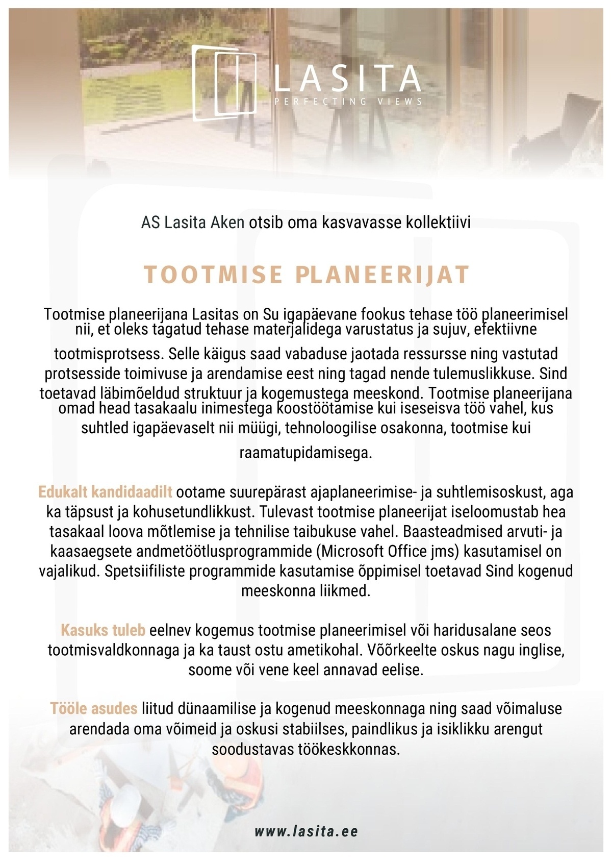 AS Lasita Aken TOOTMISE PLANEERIJA