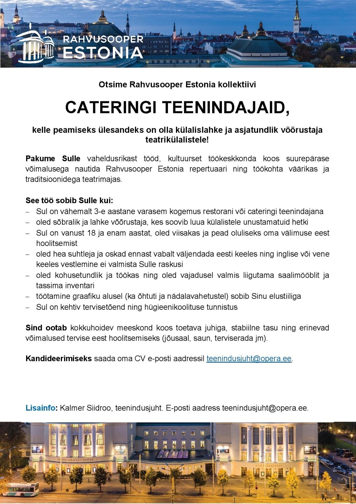 Rahvusooper Estonia Cateringi teenindaja
