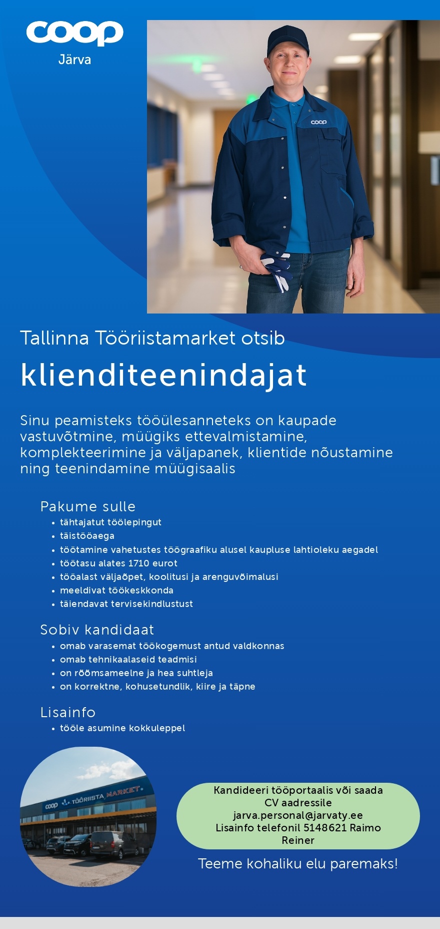 Coop Järva KLIENDITEENINDAJA Tallinna Tööriistamarket (Coop Järva)