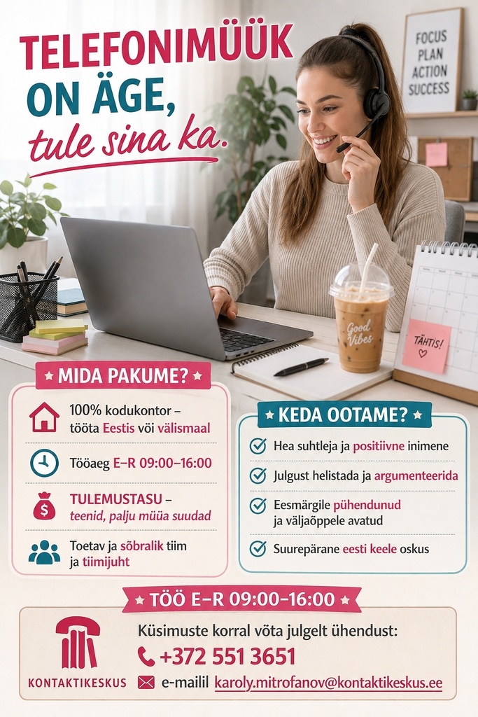 KONTAKTIKESKUS OÜ Telefonimüügi konsultant