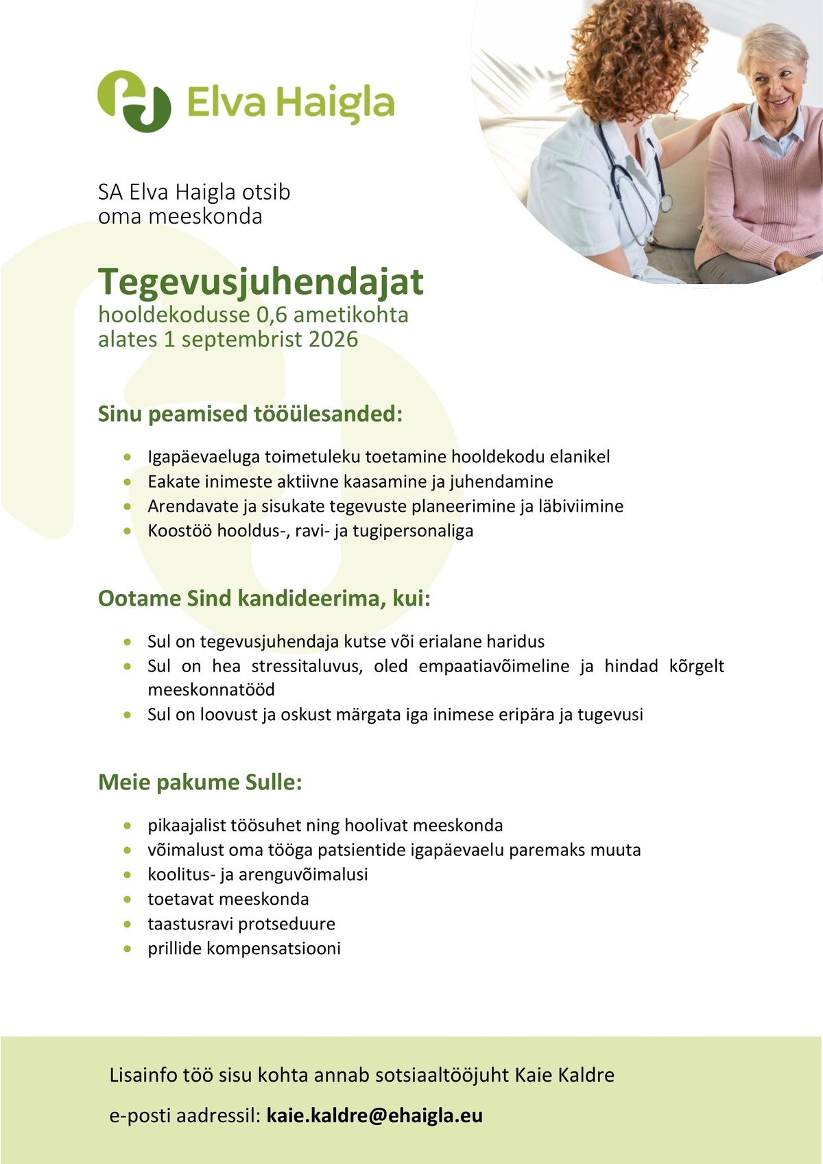 ELVA HAIGLA SA Tegevusjuhendaja
