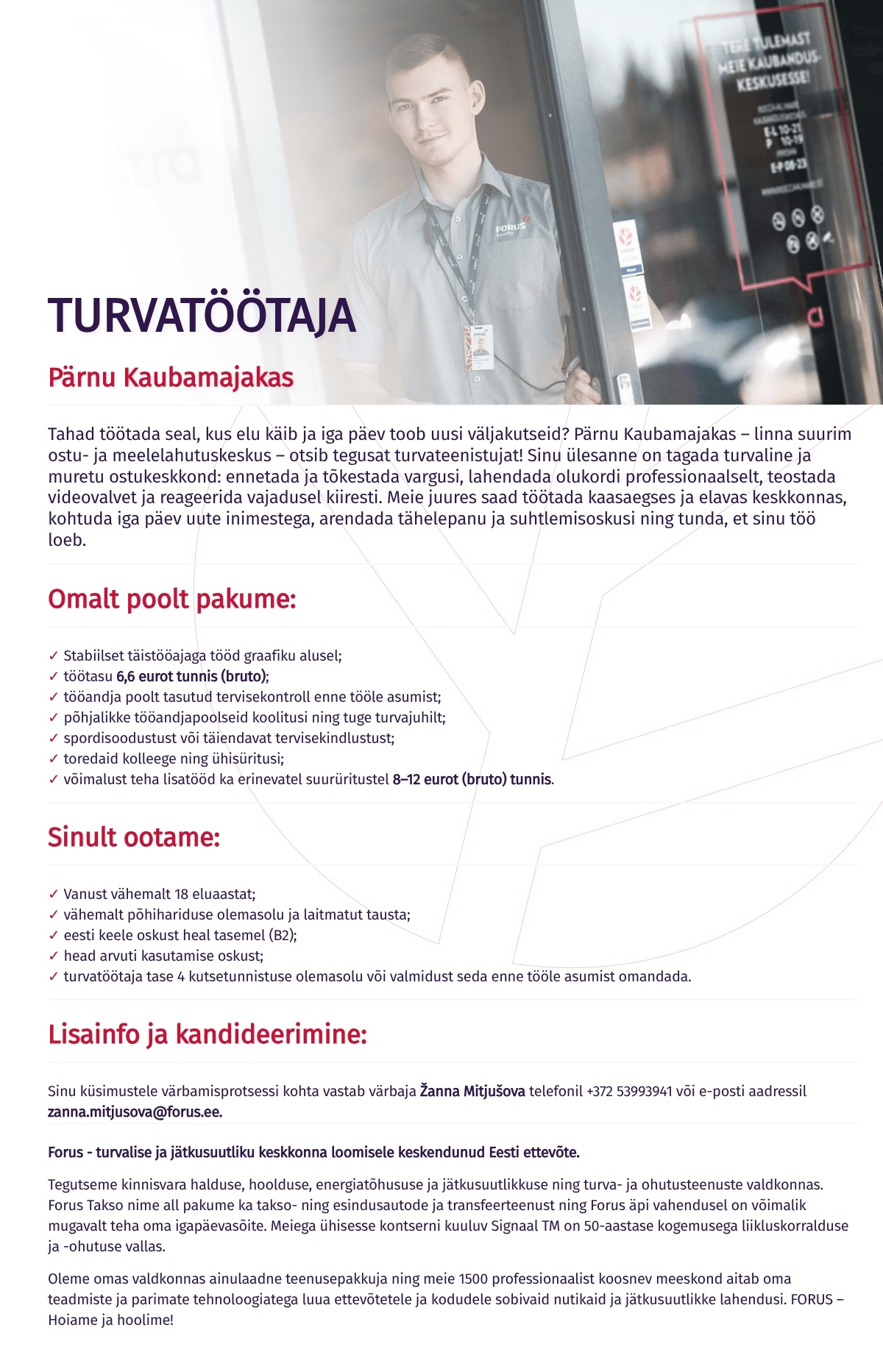 Forus Security AS Turvatöötaja Pärnu Kaubamajakas