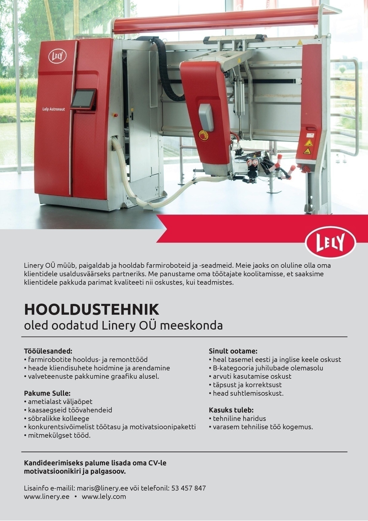 LINERY OÜ Hooldustehnik
