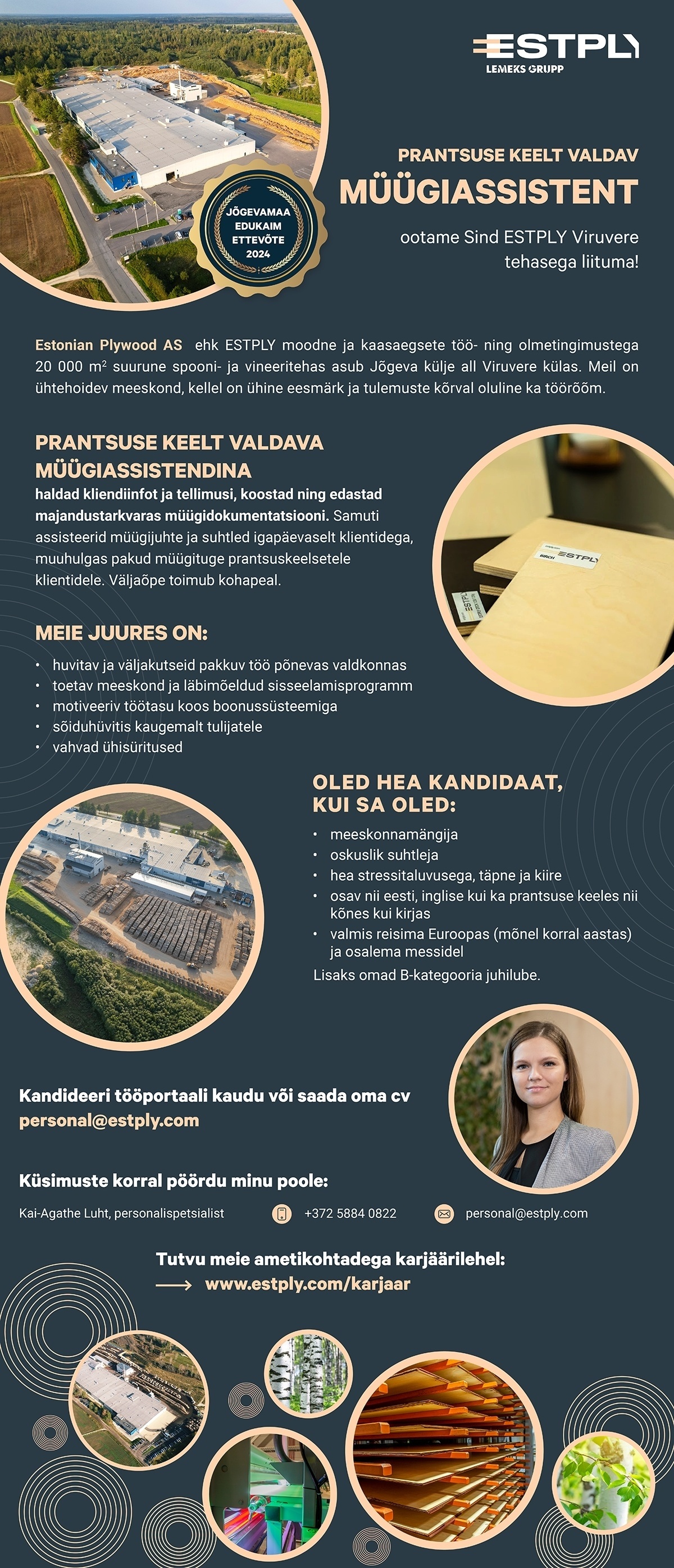 ESTONIAN PLYWOOD AS Prantsuse keelt valdav müügiassistent