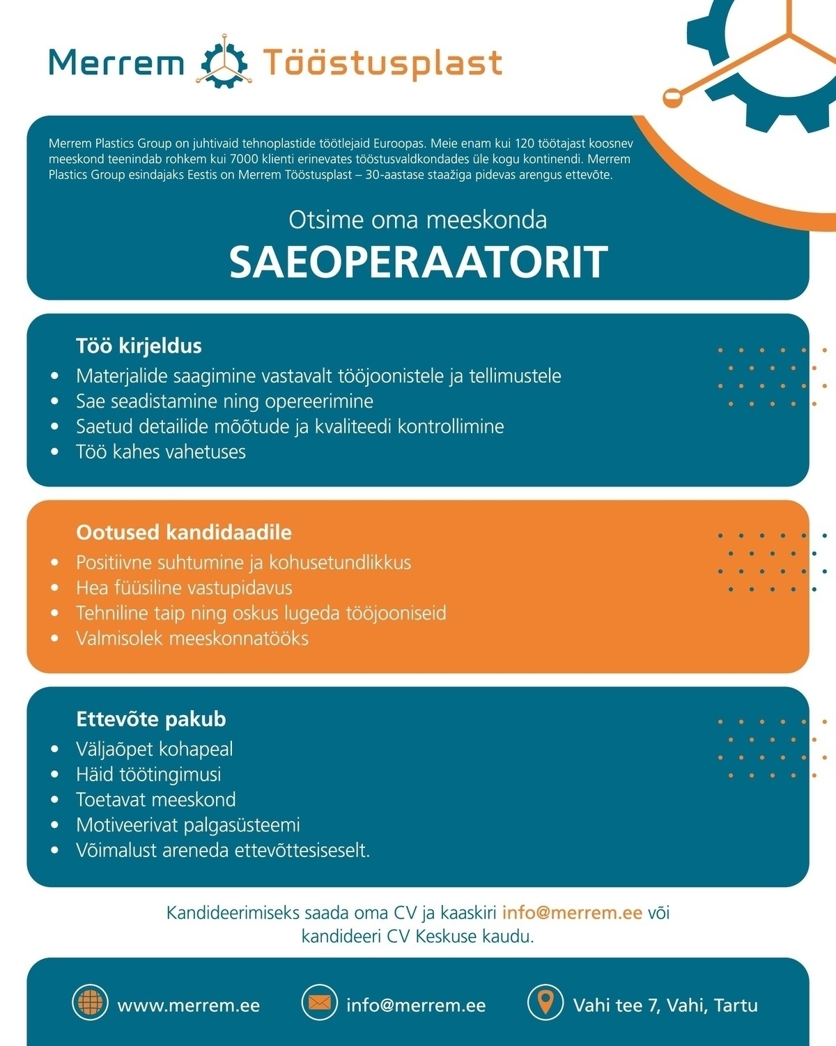 Merrem Tööstusplast OÜ SAEOPERAATOR