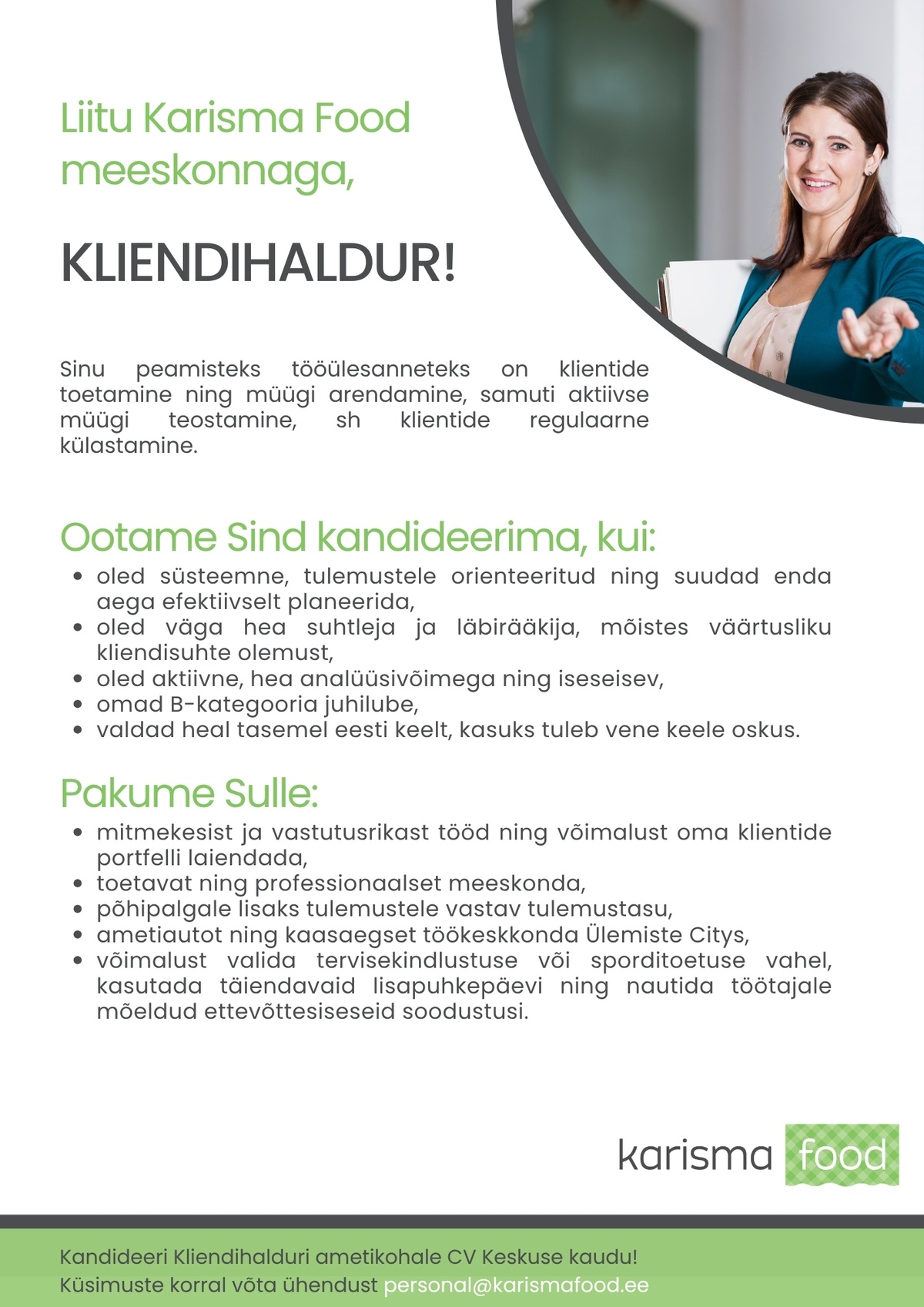 Karisma Food OÜ Kliendihaldur