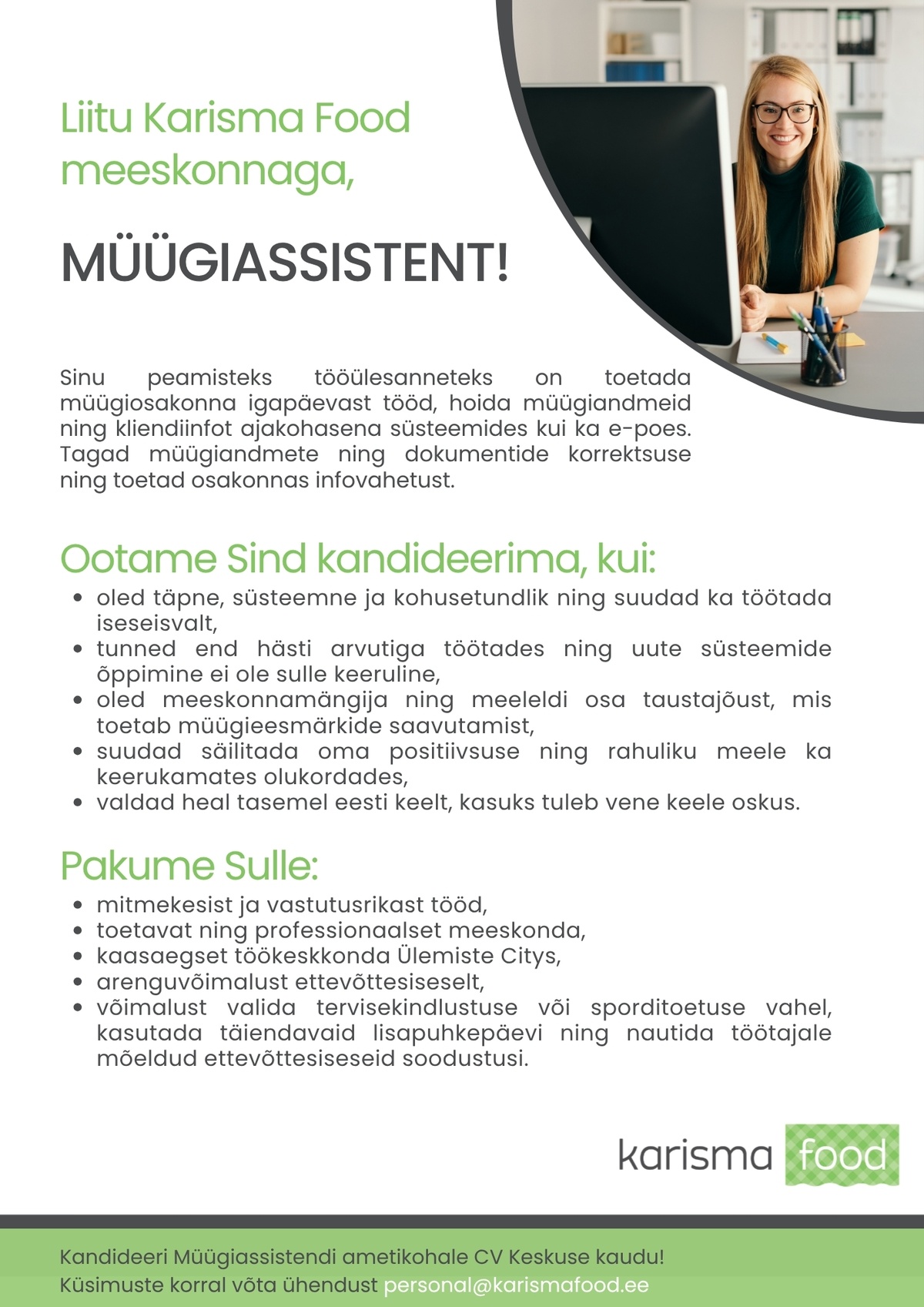 Karisma Food OÜ Müügiassistent
