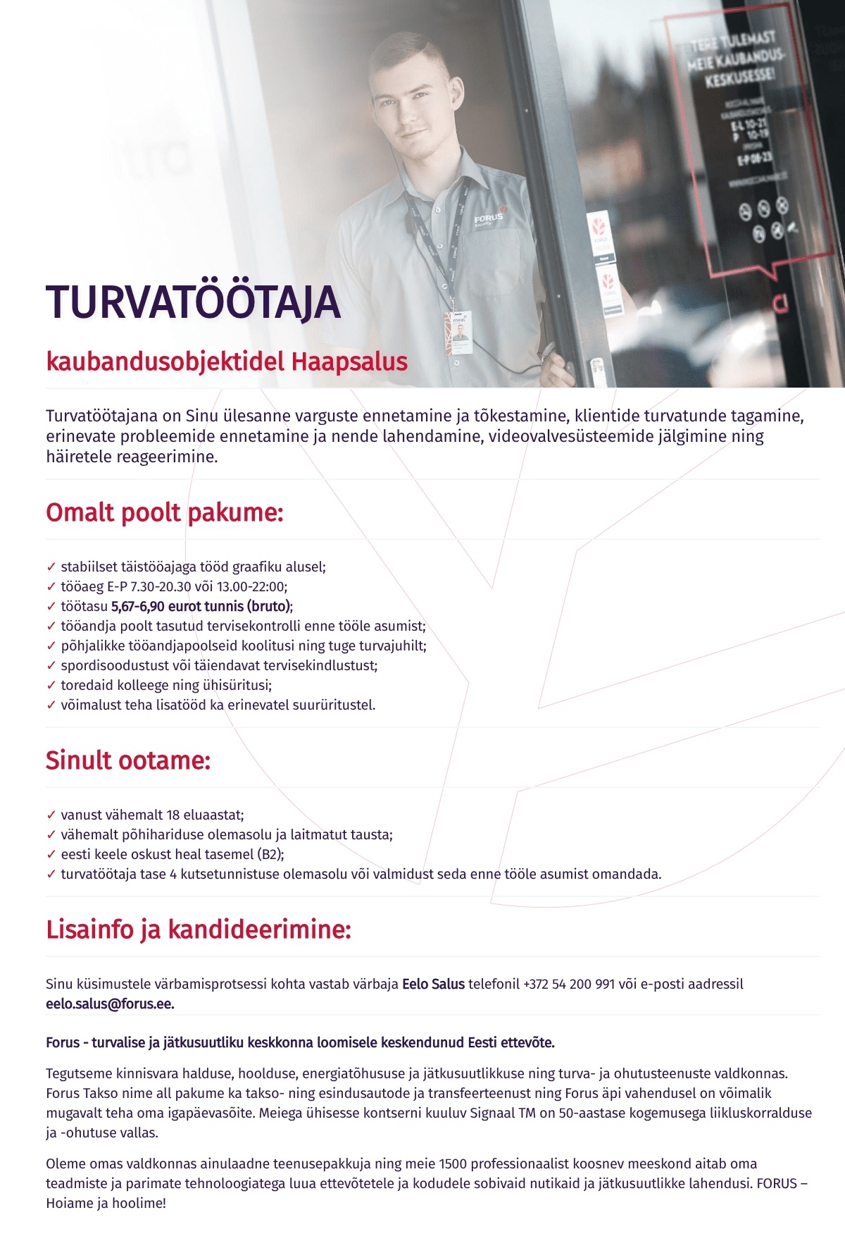 Forus Security AS Turvatöötaja Haapsalus