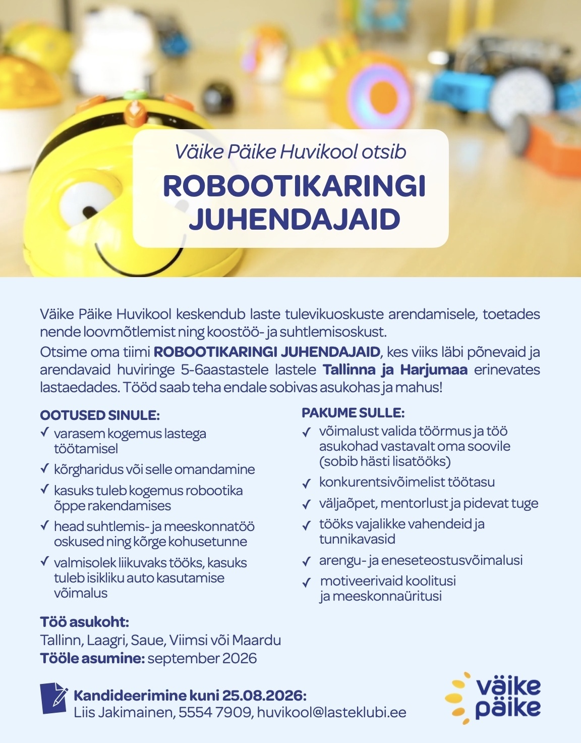 Väike Päike Huvikool Robootikaringi juhendaja