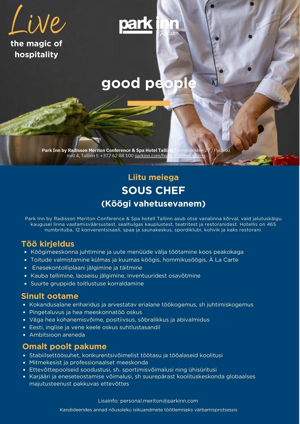 Meriton Hotels OÜ Sous chef