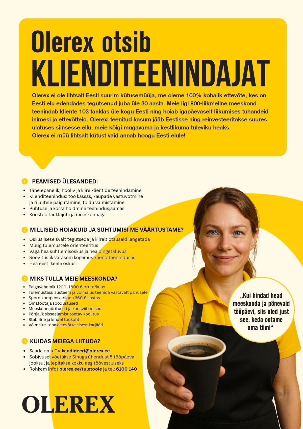 Olerex AS Klienditeenindajat Rapla teenindusjaama