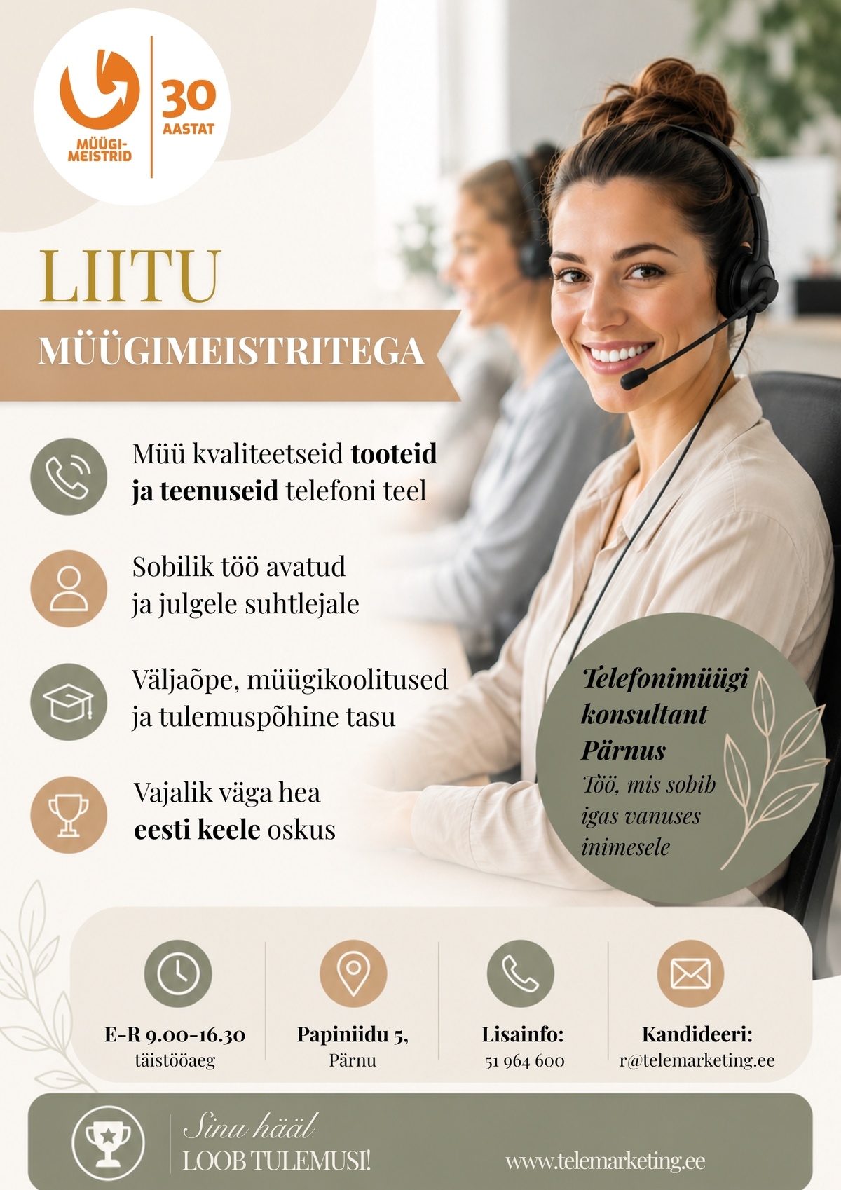 Müügimeistrite AS Müügikonsultant Pärnu Sillakeskuse kontoris