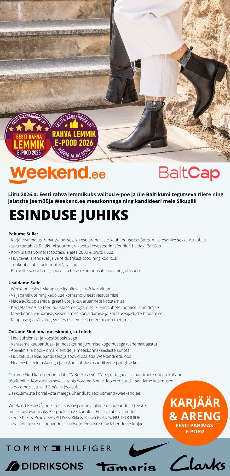 Weekend Eesti OÜ HEA ASUKOHT & TÖÖTASU- ESINDUSE JUHT Sikupilli Weekendi kauplusesse