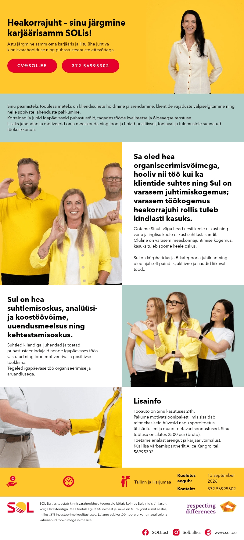 SOL Baltics OÜ Heakorrajuht – sinu järgmine karjäärisamm SOLis!