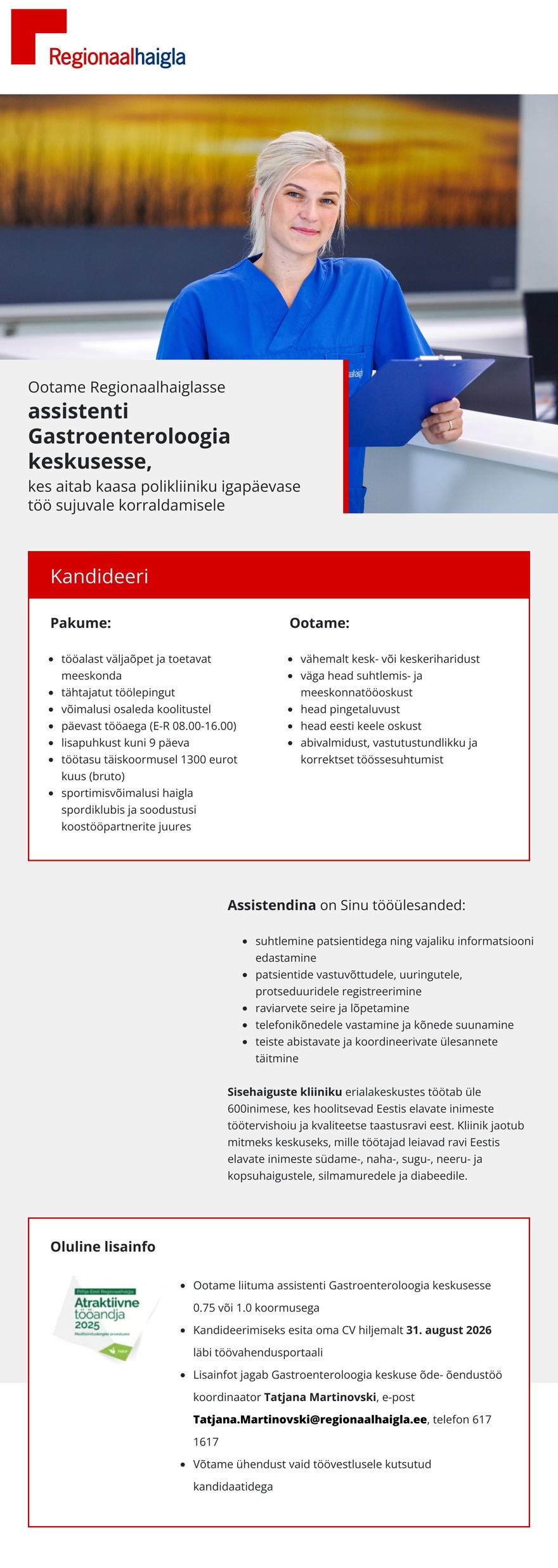Põhja-Eesti Regionaalhaigla Assistent Gastroenteroloogia keskusesse