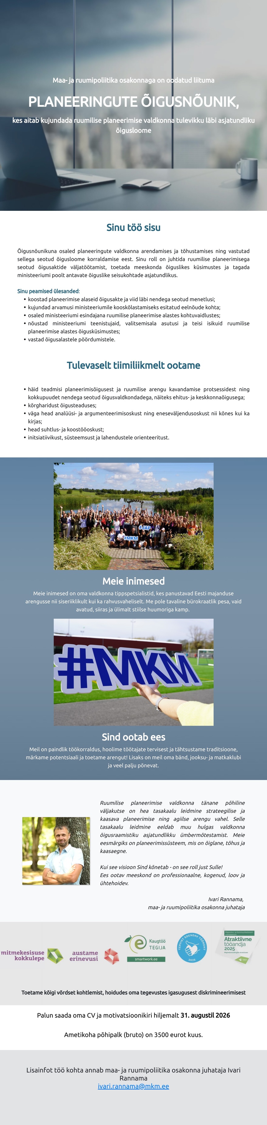 Majandus- ja kommunikatsiooniministeerium Planeeringute õigusnõunik