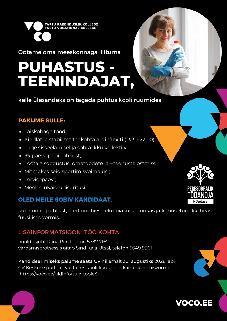 Tartu Rakenduslik Kolledž Puhastusteenindaja