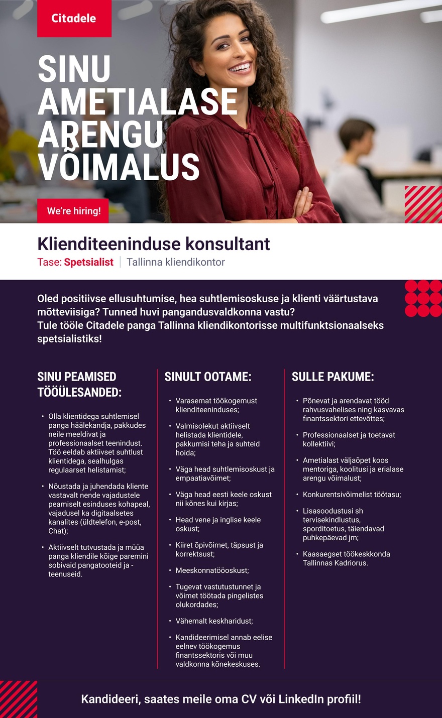AS CITADELE BANKA EESTI FILIAAL Konsultant (Kliendikontor)