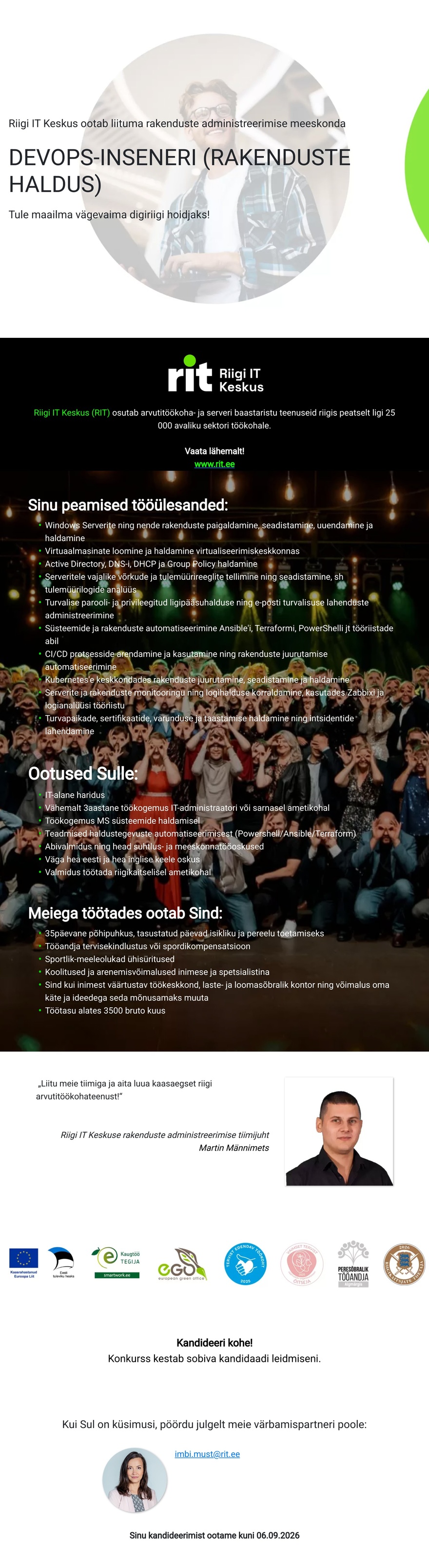 Riigi IT Keskus DevOps-insener (rakenduste haldus)