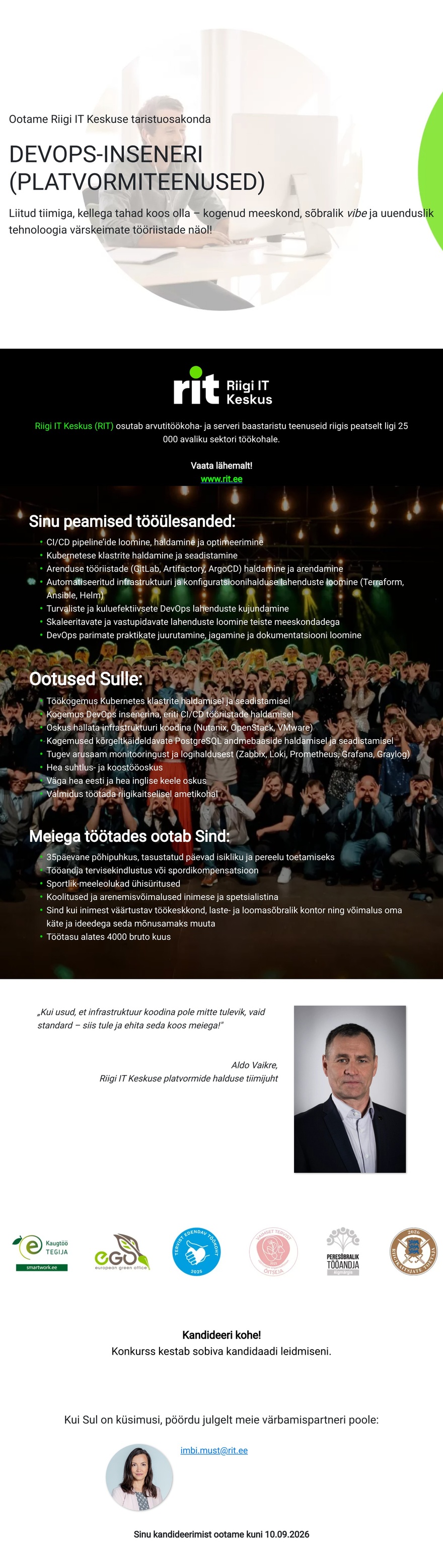 Riigi IT Keskus DevOps-insener (platvormiteenused)