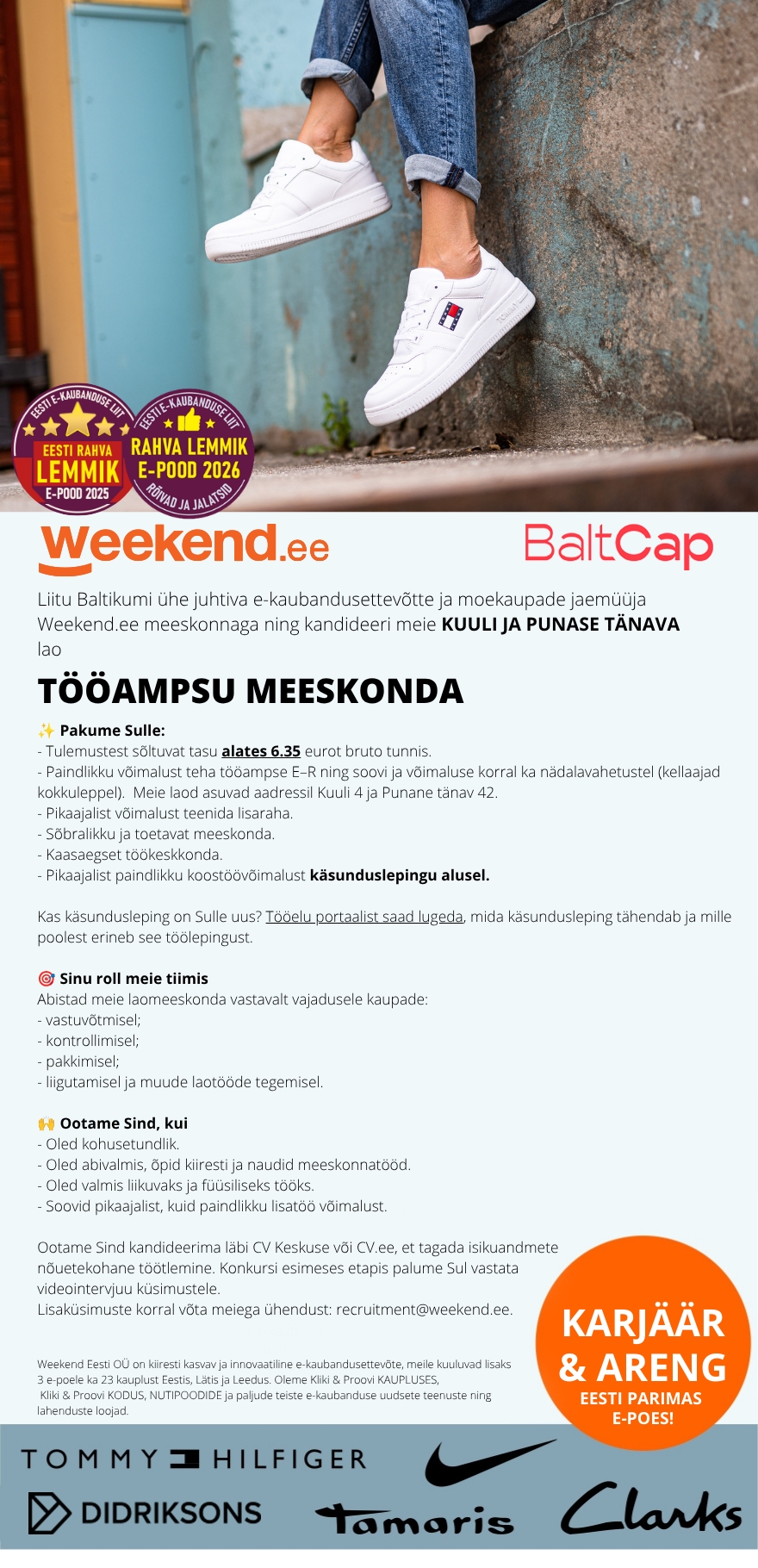 Weekend Eesti OÜ PAINDLIK TÖÖ & TOETAV MEESKOND – liitu meie Tallinna lao tööampsu tiimiga