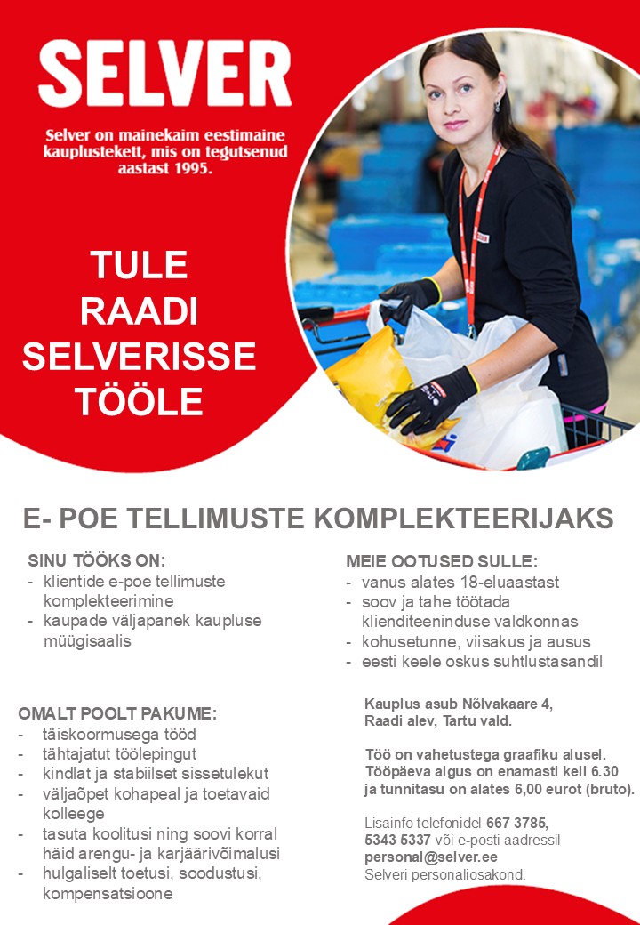 Selver E-poe tellimuste komplekteerija Raadi Selveris