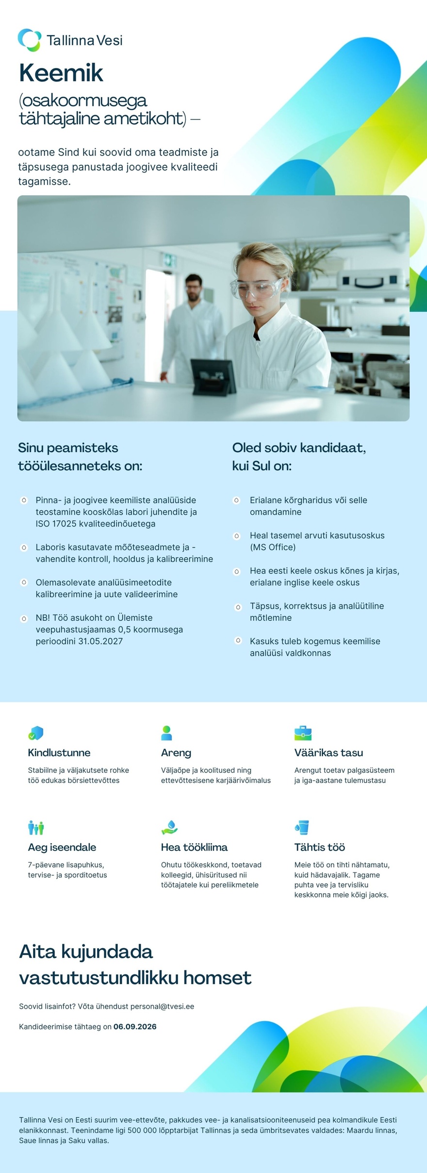 AS Tallinna Vesi Keemik (osakoormusega tähtajaline ametikoht)