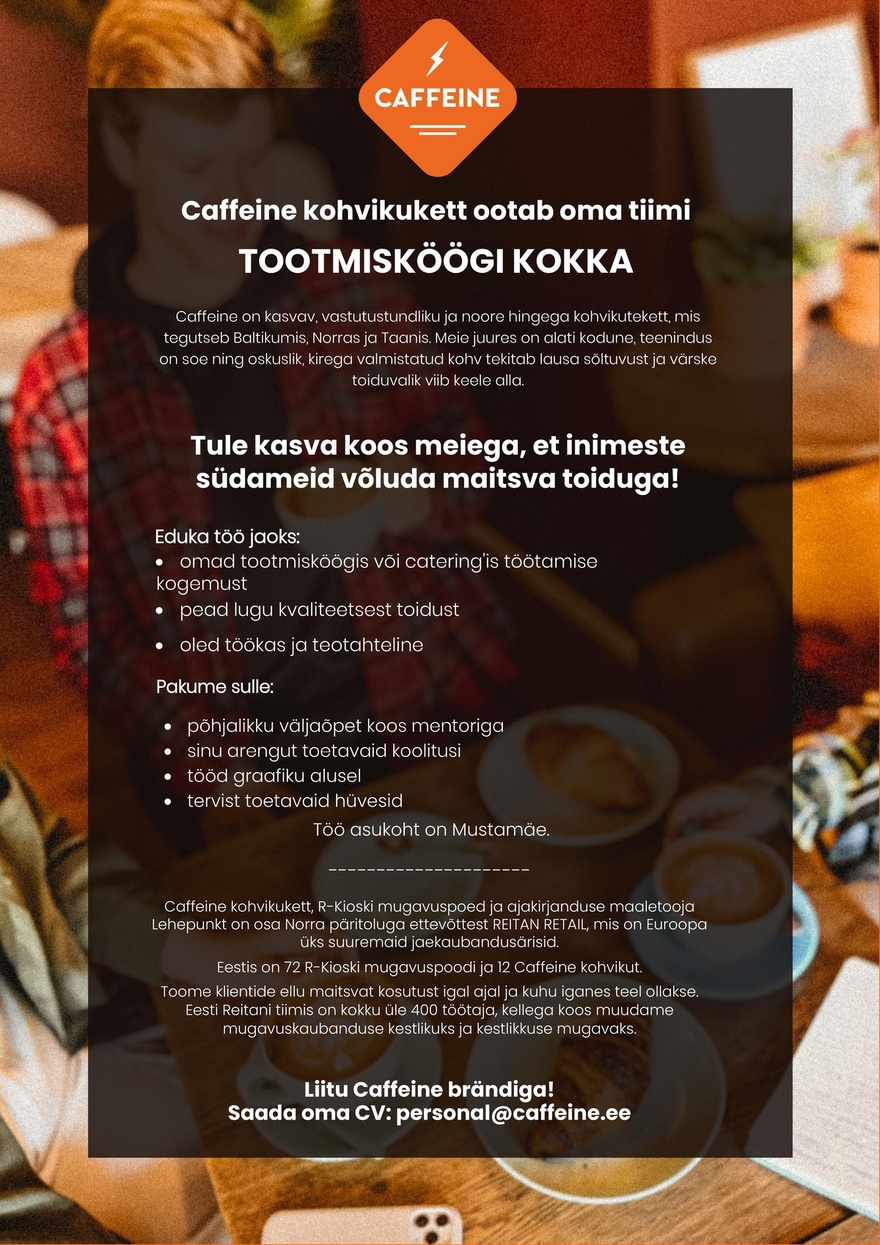 Reitan Convenience Estonia AS Caffeine tootmisköögi kokk