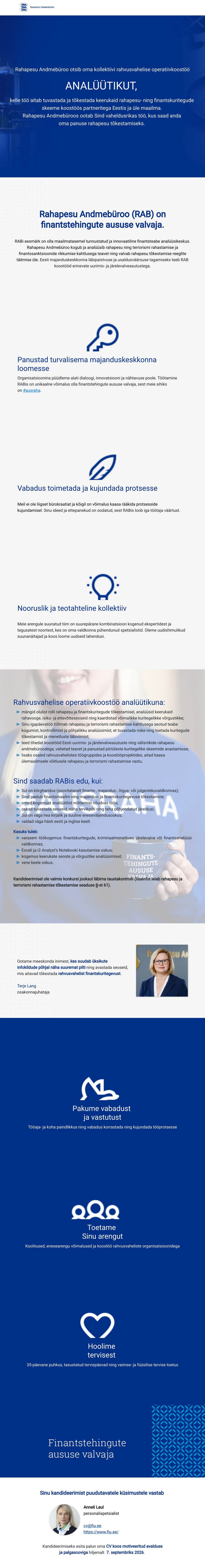 Rahapesu Andmebüroo Analüütik