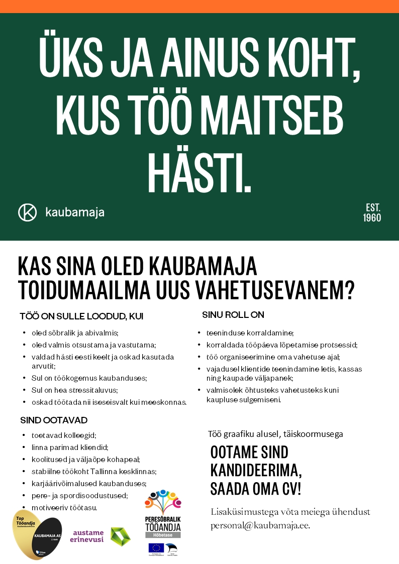 Kaubamaja Toidumaailma vahetusevanem