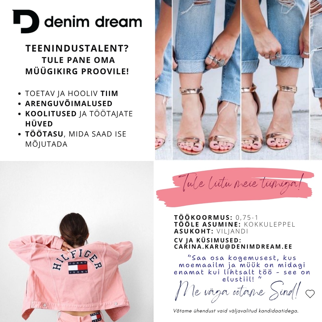 Põldma Kaubanduse AS Tule liitu meie Viljandi Denim Dream outlet kaupluse tiimiga!