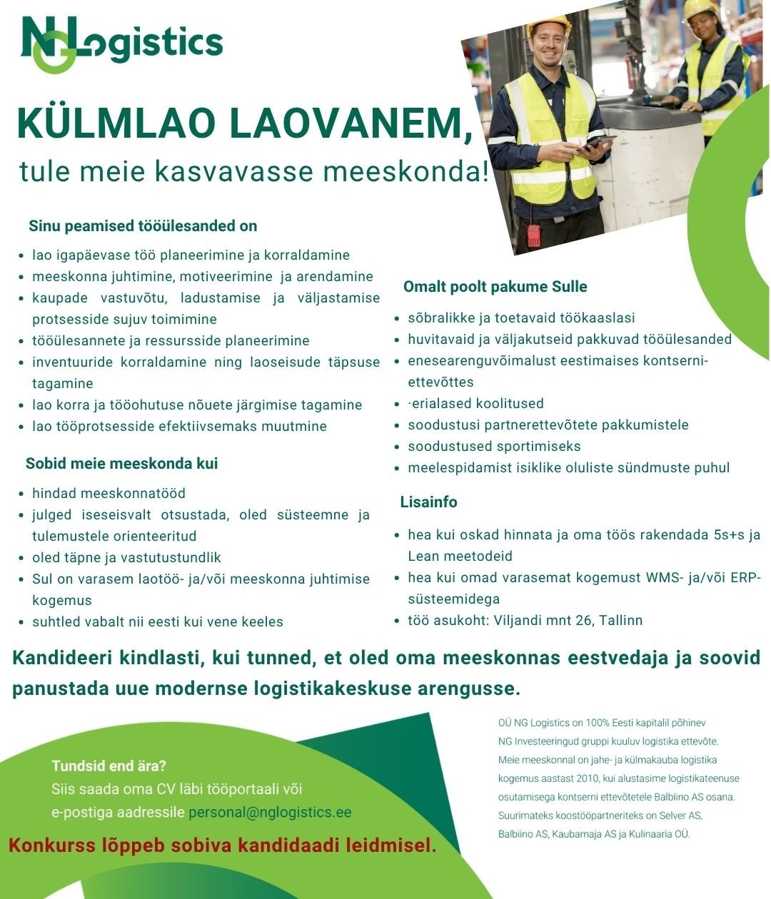 OÜ NG Logistics Külmlao laovanem
