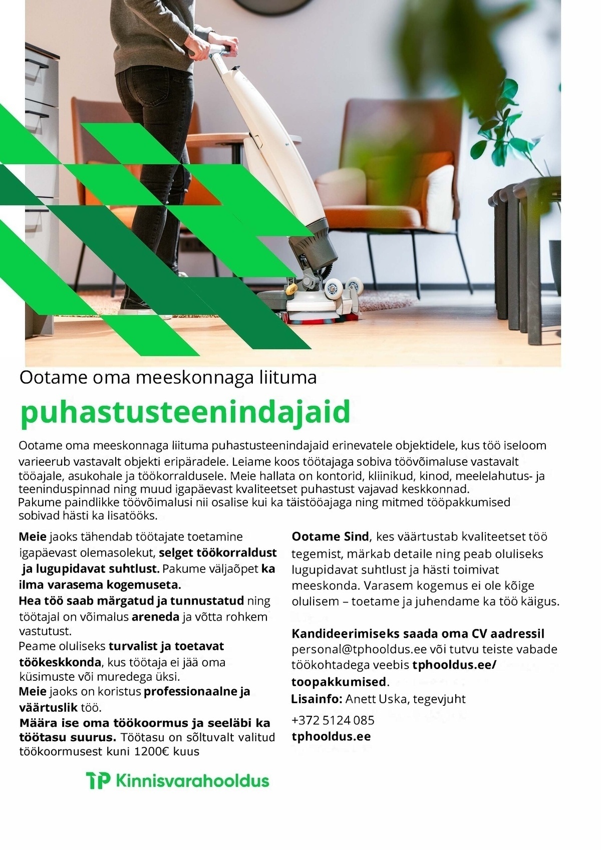 TP Kinnisvarahooldus OÜ Puhastusteenindaja