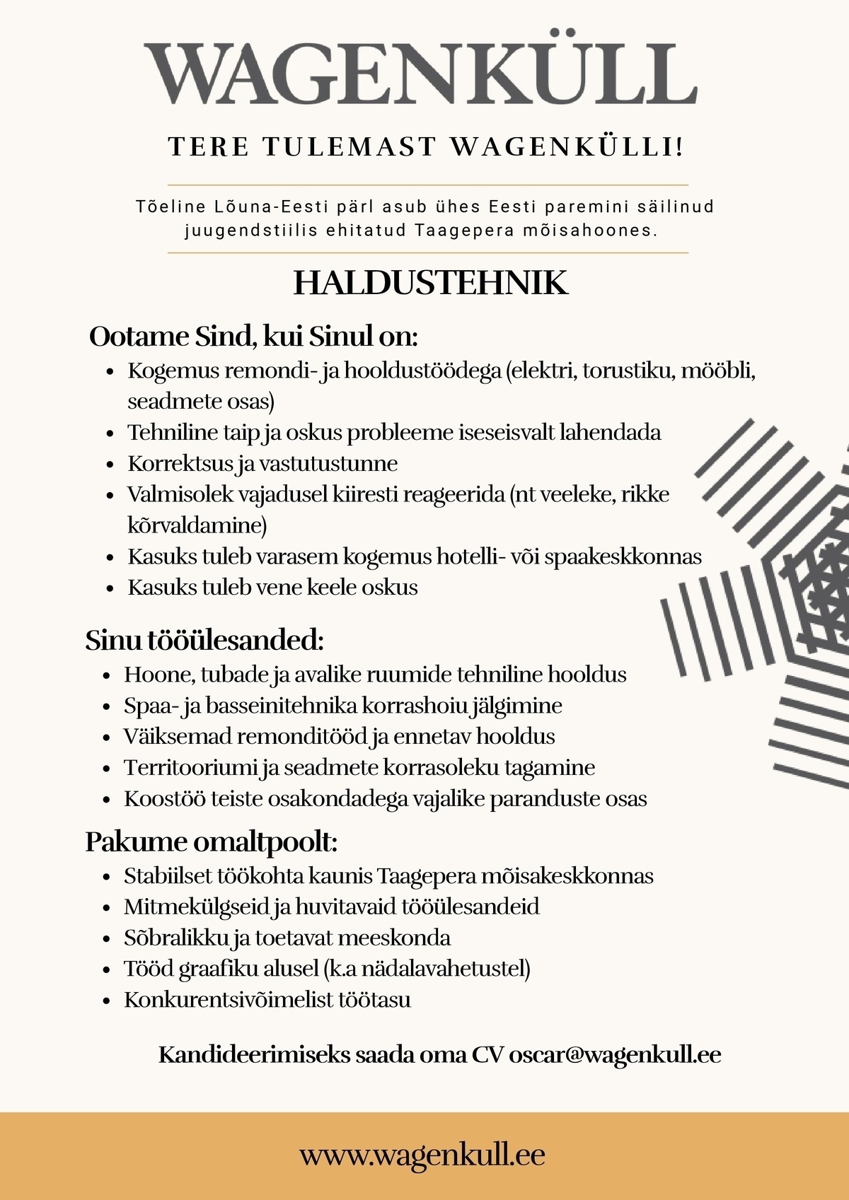 WAGENKÜLL HOTELL OÜ Haldustehnik