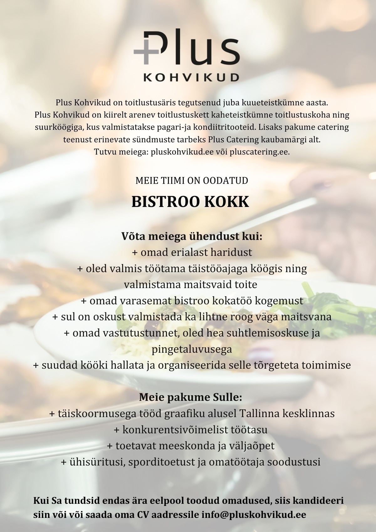 Tkohvik OÜ Bistroo kuumakokk (graafiku alusel)