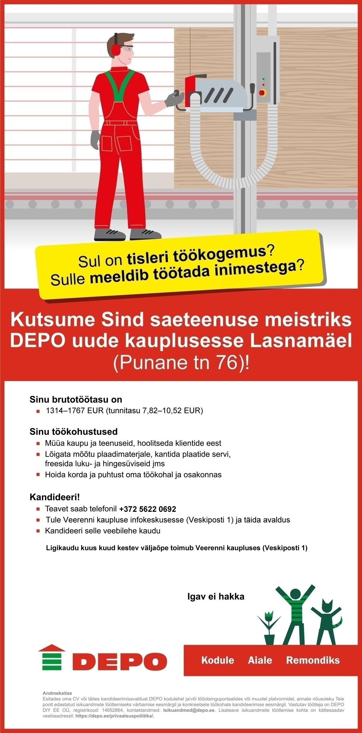 DEPO DIY EE OÜ Saeteenuse meister, Lasnamäe (Punane tn 76)