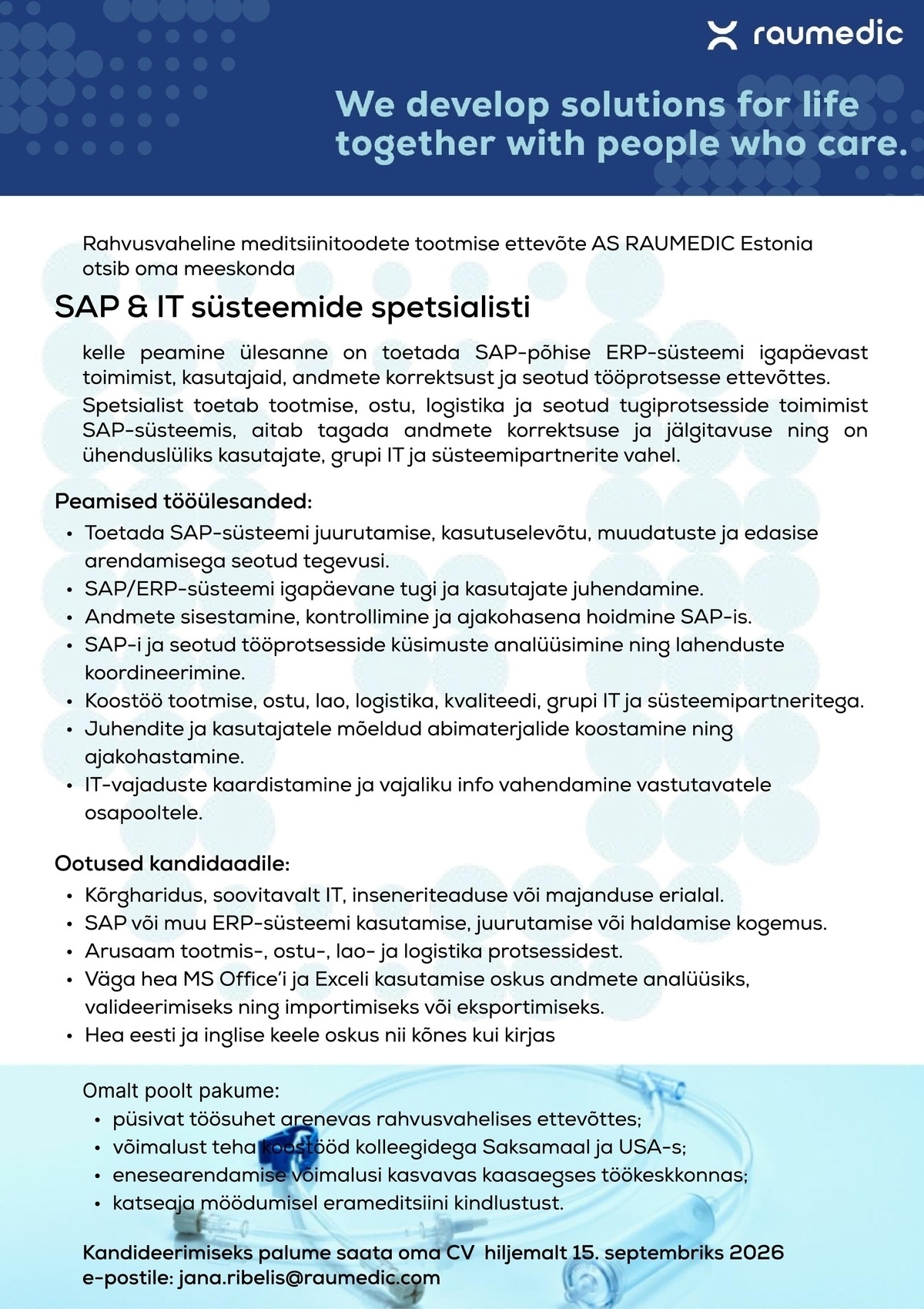 RAUMEDIC Estonia AS SAP & IT SÜSTEEMIDE SPETSIALIST