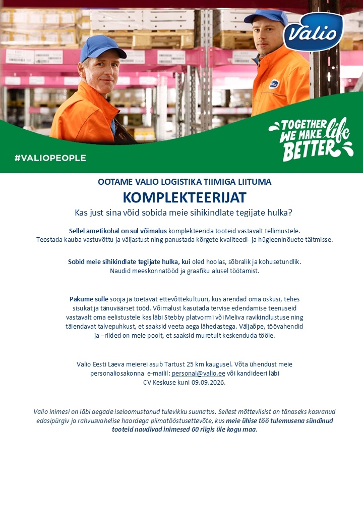Valio Eesti AS Komplekteerija